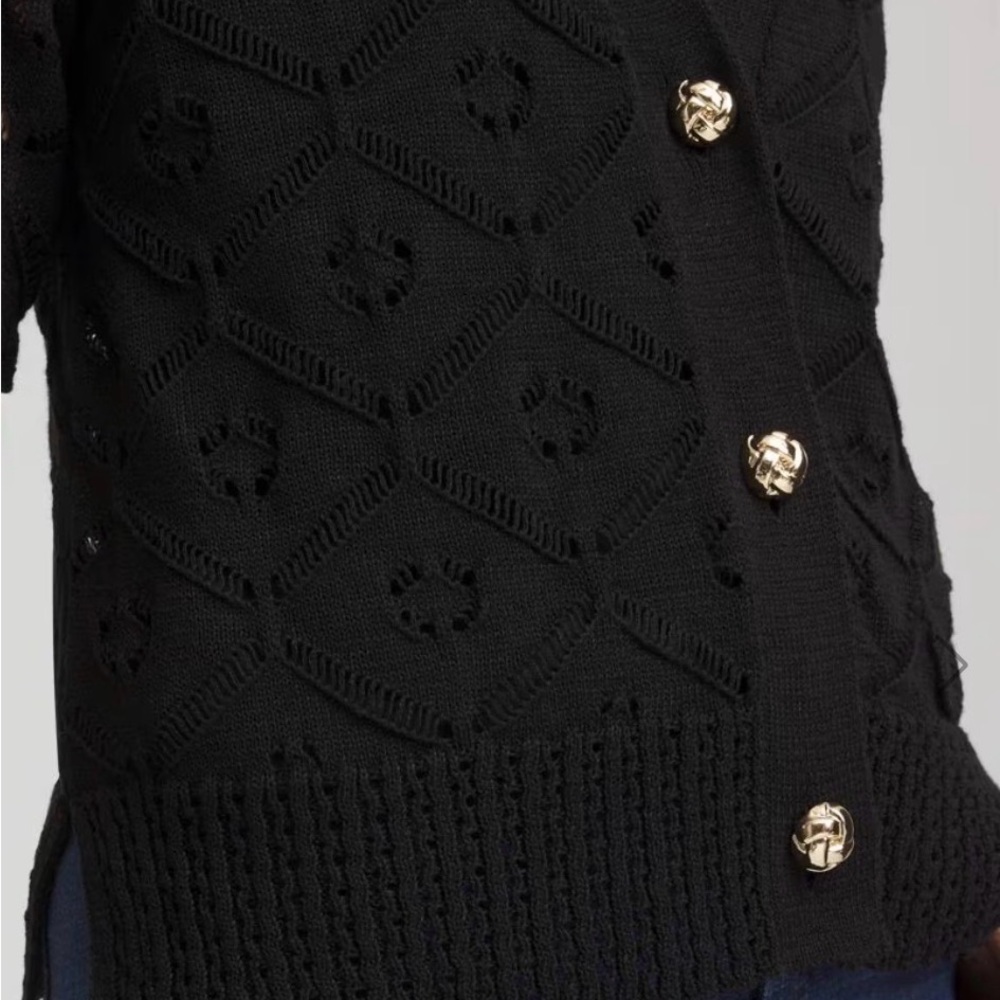 Chico's Black Cardigan with Gold Accents - Picture 3 of 5